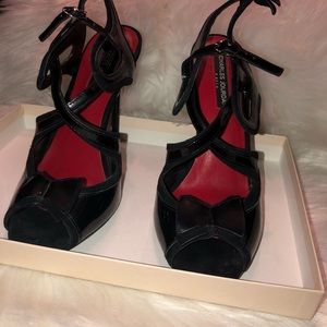 Black Open Toe Charles Jourdan Heels